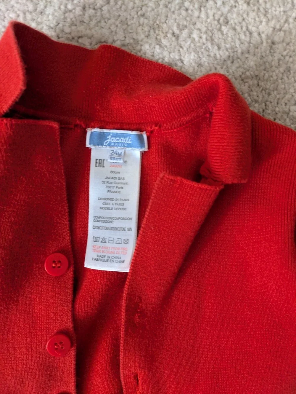Jacadi Bright Red Button-Front Blazer